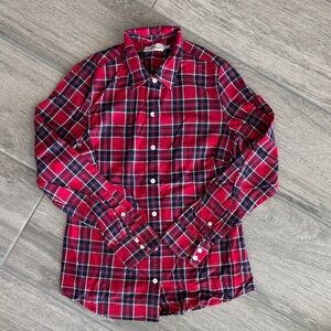 Women’s Vineyard Vines Red and Green Plaid Oxford Shirt size 2 EUC